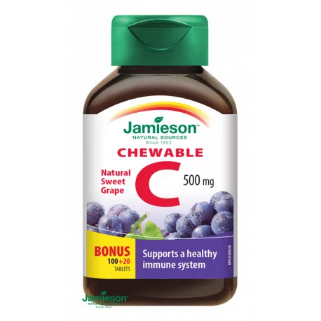 JAMIESON VITAMÍN C 500 mg hrozno tablety na cmúľanie 120 ks