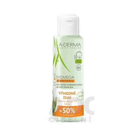 A-DERMA EXOMEGA CONTROL 2v1 zvláčňujúci umývací gél 2 x 500 ml