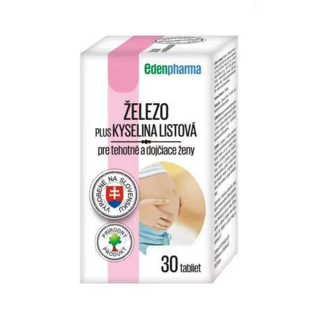 EDENPharma Železo + kyselina listová pre tehotné a dojčiace ženy tablety 30 ks