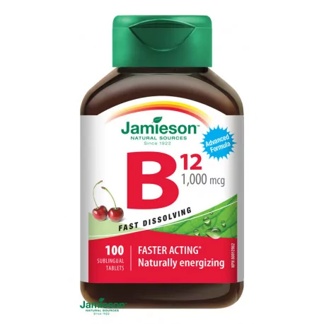 JAMIESON VITAMÍN B12 1000µg tablety s príchuťou čerešne 100 ks