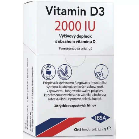Vitamín D3 2000 IU rozpustný film s pomarančovou príchuťou 30 ks
