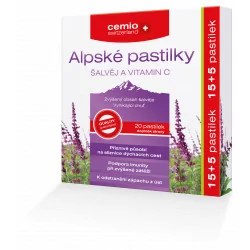 Cemio Alpské pastilky ŠALVIA A VITAMÍN C pastilky 20 ks
