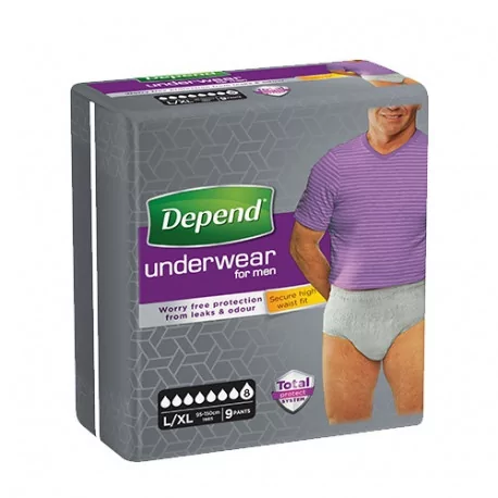 DEPEND SUPER L/XL pre mužov naťahovacie nohavičky 9 ks