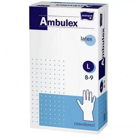 Ambulex rukavice LATEXOVÉ veľ. L nesterilné pudrované 100 ks