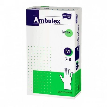 Ambulex rukavice LATEXOVÉ veľ. M nesterilné pudrované 100 ks