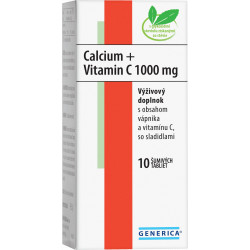 GENERICA Calcium + Vitamin C 1000 mg šumivé tablety 10 ks
