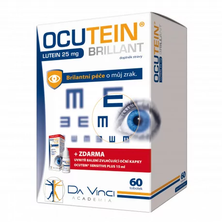 OCUTEIN BRILLANT Luteín 25 mg kapsuly 60 ks + kvapky OCUTEIN Sensitive 15 ml
