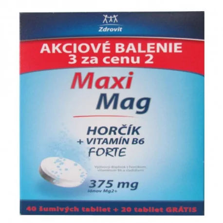ZDROVIT MaxiMag HORČÍK FORTE (375mg) 40+20 šumivých tabliet (akciové balenie)