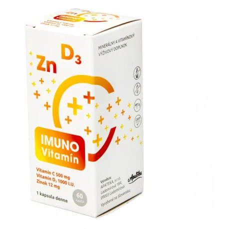 Apateka IMUNO Vitamín – vitamín C + D + zinok 60 kapsúl