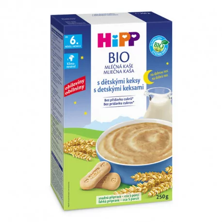 HIPP BIO KAŠA Na dobrú noc detské keksy mliečna 250 g