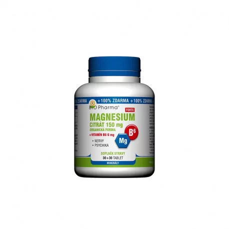 BIO Pharma Magnesium citrát 150 mg + Vitamín B6 tablety 60 ks