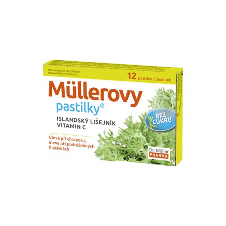 MÜLLEROVE pastilky s ISLANDSKÝM LIŠAJNÍKOM bez cukru 12 ks