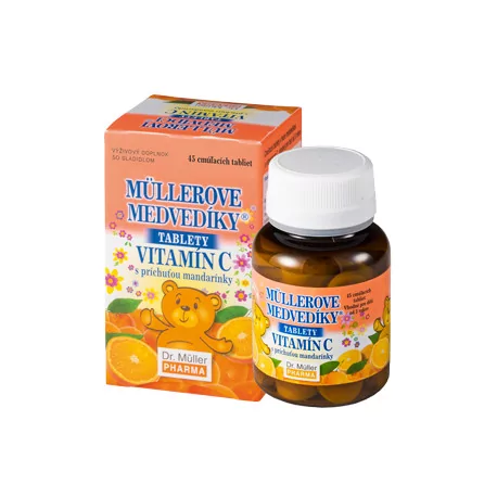 MÜLLEROVE medvedíky vitamín C tablety s príchuťou mandarínky 45 ks