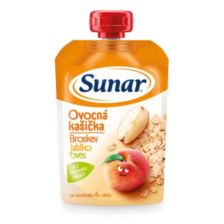 SUNAR Ovocná kašička broskyňa jablko ovos 120 g