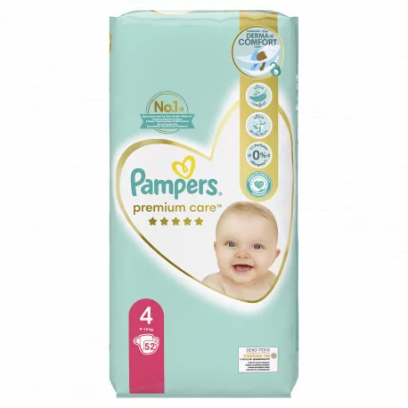 PAMPERS PREMIUM CARE 4 Maxi detské plienky (8-14 kg) 52 ks PAMPERS PREMIUM CARE 4 Maxi detské plienky (8-14 kg) 52 ks