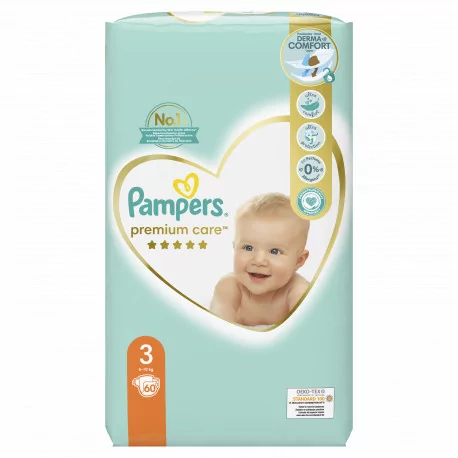 PAMPERS PREMIUM CARE 3 Midi detské plienky (5-9 kg) 60 ks