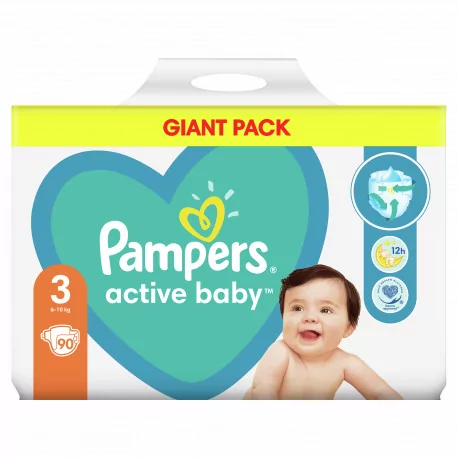 PAMPERS active baby 3 Midi detské plienky (6-10 kg) 90 ks