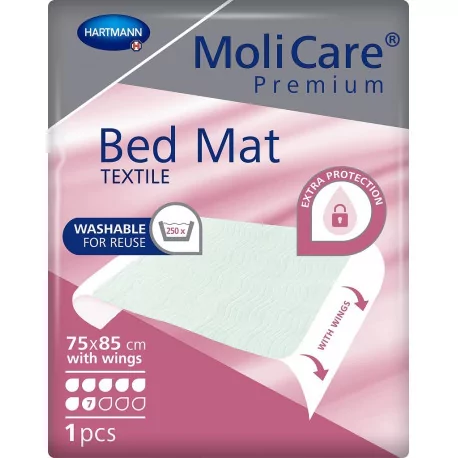 MoliCare Premium Bed Mat Textile 7 kvapiek 75 x 85cm textilná podložka s krídelkami 1 ks