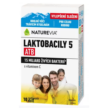 SWISS NATUREVIA LAKTOBACILY "5" ATB/Imunita kapsuly s vitamínom C 10 ks