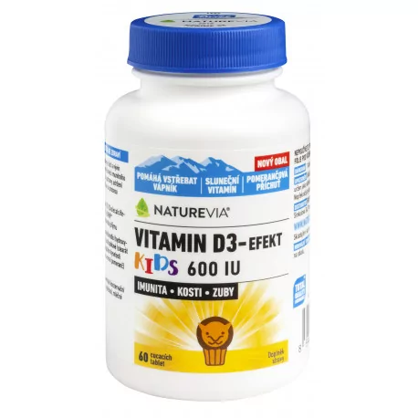 SWISS NATUREVIA VITAMIN D3-EFEKT KIDS 600 I.U. cmúľacie pastilky 60 ks