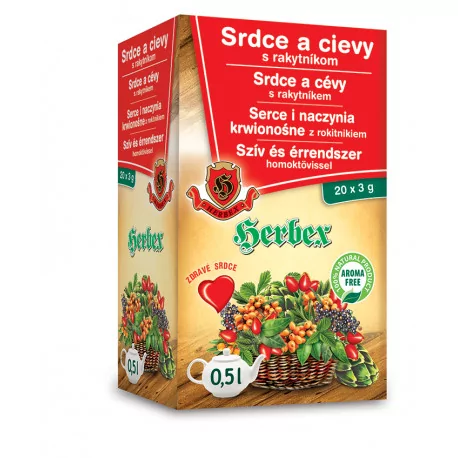 HERBEX Srdce a cievy s rakytníkom bylinný čaj 20 x 3 g 