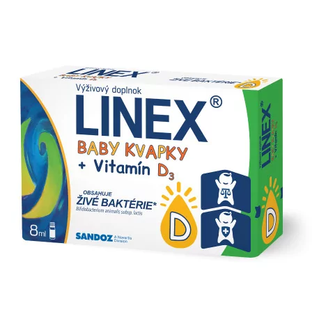 Sandoz LINEX baby s vitamínom D kvapky 8 ml
