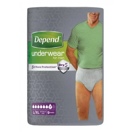DEPEND NORMAL L/XL pre mužov naťahovacie nohavičky 9 ks