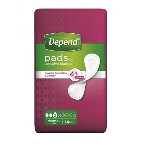 DEPEND NORMAL inkontinenčné vložky pre ženy 9 x 25 cm savosť 245 ml 14 ks