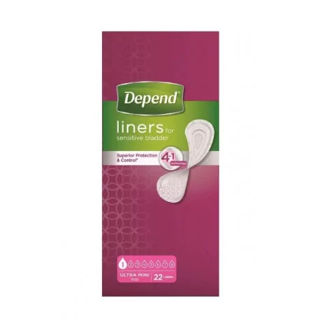 DEPEND ULTRA MINI inkontinenčné vložky pre ženy 7 x 19 cm savosť 80 ml 22 ks