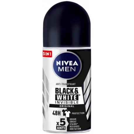 NIVEA MEN Anti-perspirant guľôčkový BLACK & WHITE Invisible 48h 5xAnti 50 ml