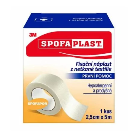 3M SPOFAPLAST Náplasť fixačná z netkanej textílie 2,5 cm x 5 m 1 ks