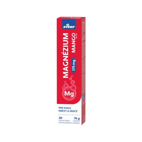 VITAR MAGNÉZIUM 375 mg s príchuťou manga šumivé tablety 20 ks
