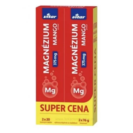 VITAR MAGNÉZIUM 375 mg DUOPACK tablety s príchuťou manga 40 ks