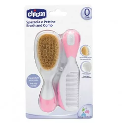 CHICCO Hrebeň a Kefka ružová 0m+ 1 set