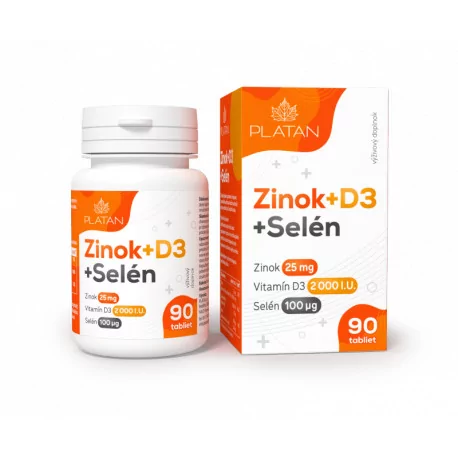 PLATAN Zinok + D3 + Selén tablety 90 ks