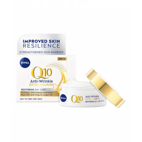 NIVEA Spevňujúci denný krém Q10 POWER SPF15 proti vráskam normálna pleť 50 ml