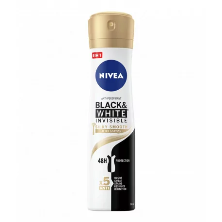 NIVEA Anti-perspirant BLACK & WHITE Silky Smooth sprej 48H 5xAnti 150 ml