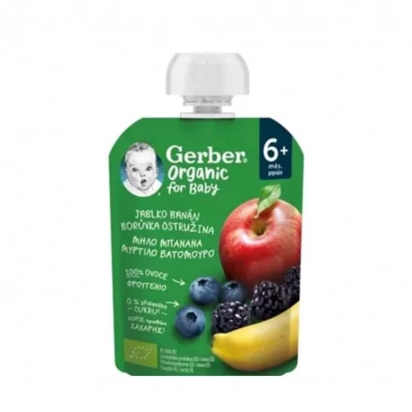 Gerber Organic Kapsička Jablko, banán, čučoriedka bio (od ukonč. 6. mesiaca) 90 g