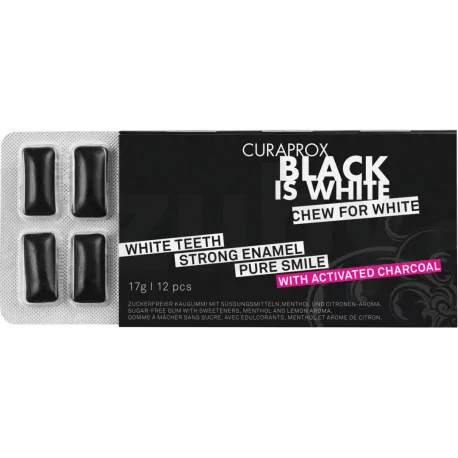 CURAPROX Black is White žuvačky 12 ks