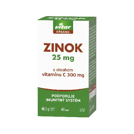 VITAR ORGANIC Zinok 25 mg tablety s obsahom vitamínu C 60 ks