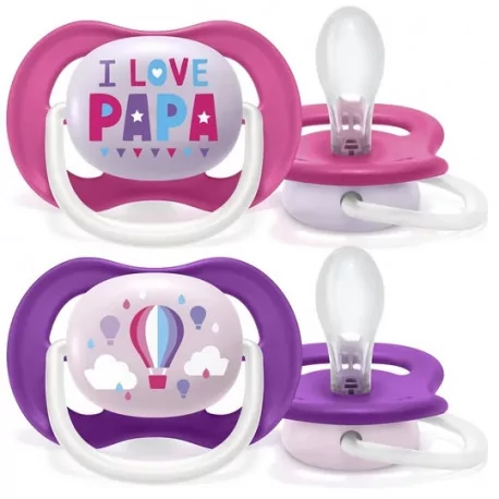 AVENT CUMLÍK 6-18M Ultra air text dievča na utišovanie silikón 2 ks
