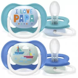 AVENT CUMLÍK 6-18M Ultra air text chlapec na utišovanie silikón 2 ks