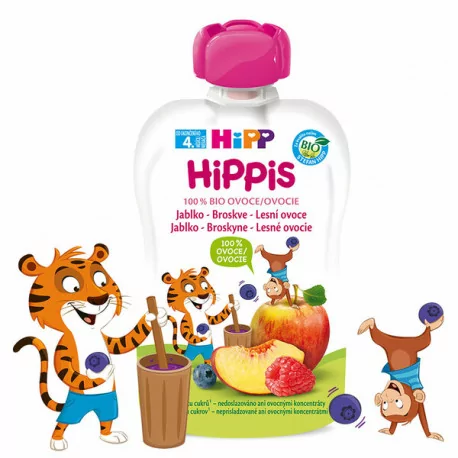 HiPP HiPPis 100% Ovocie Jablko Broskyna Lesné plody kapsička 100 g