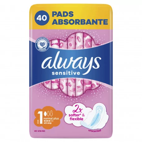 Always Ultra Quatro Normal Plus Sensitive Vložky 40 ks