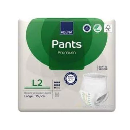 ABENA Pants Premium L2 navliekacie plienkové nohavičky boky 100-140 cm savosť 1900 ml 15ks