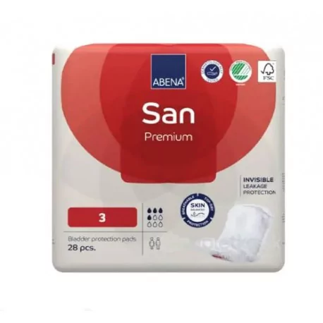 ABENA San Premium 3 inkontinenčné vložky, anatomické 11x33 cm savosť 500 ml 28 ks