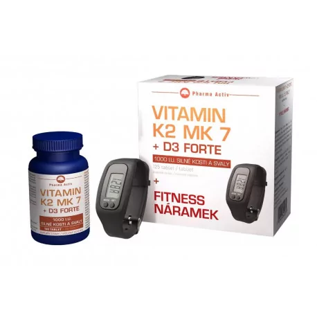 Pharma Activ Vitamín K2 MK 7 + D3 FORTE tablety 125 ks + Fitness náramok