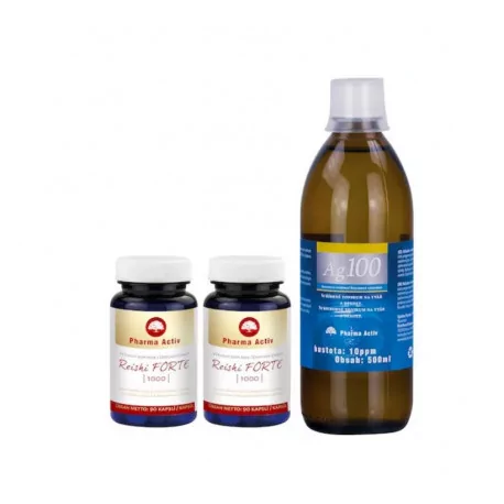 Pharma Activ Reishi forte 1000 kapsuly 2 x 90 ks + Koloidné striebro Ag100 10ppm 500 ml