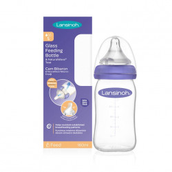 LANSINOH Sklenená dojčenská fľaša s NaturalWave cumľom (pomalý prietok SF) 160 ml