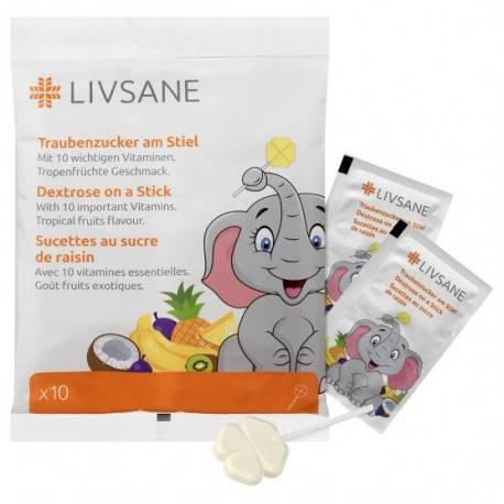 LIVSANE Lízanky s dextrózou s vitamínmi 10 ks